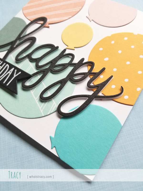 Birthday Balloons card detail by Tracy @whoistracy.com