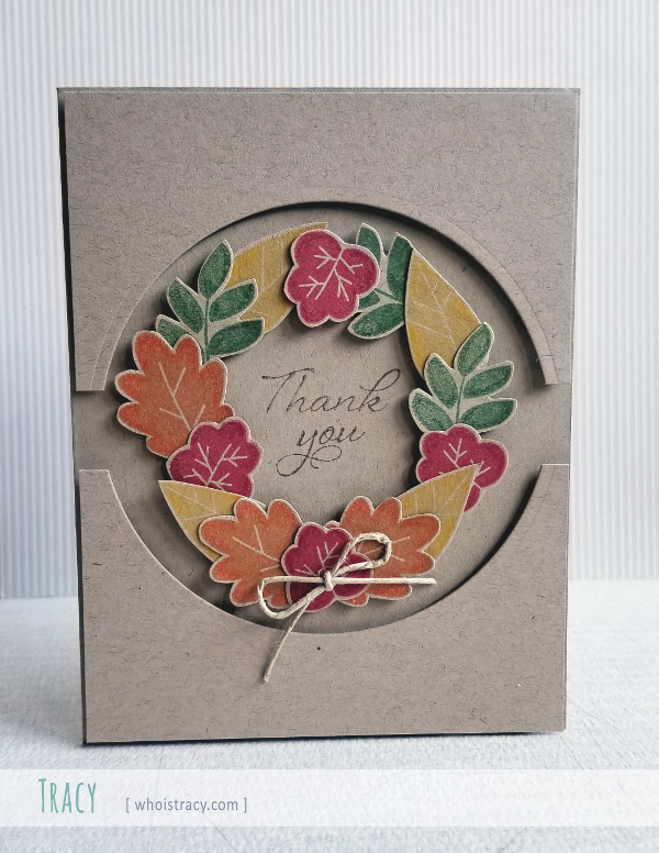 Fall wreath card front by Tracy @whoistracy.com