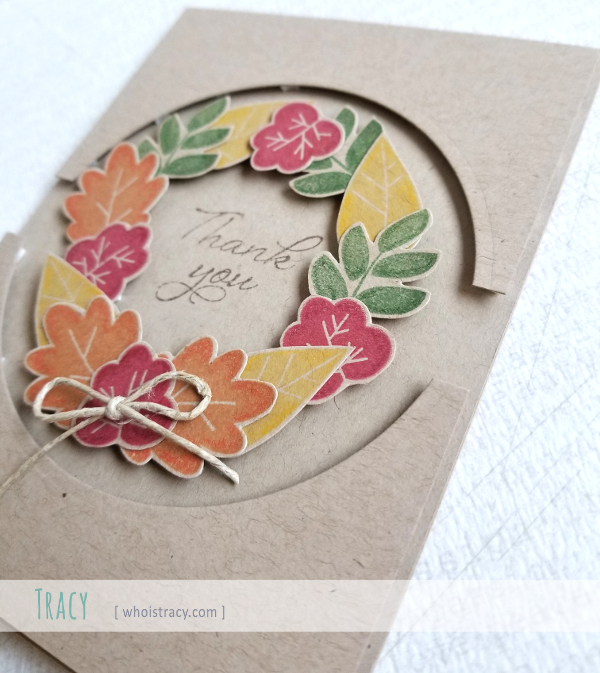 Fall wreath card close-up by Tracy @whoistracy.com