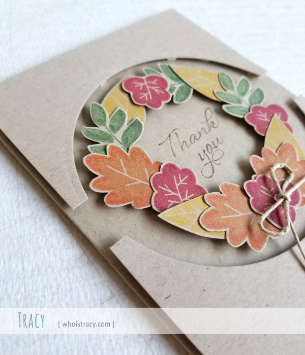 Fall wreath card detail by Tracy @whoistracy.com