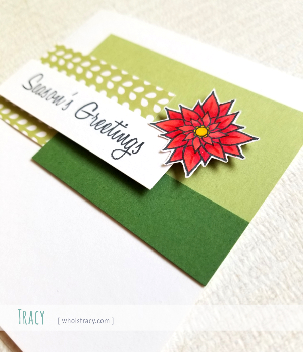 Green Seasons Holiday card close-up by Tracy @whoistracy.com
