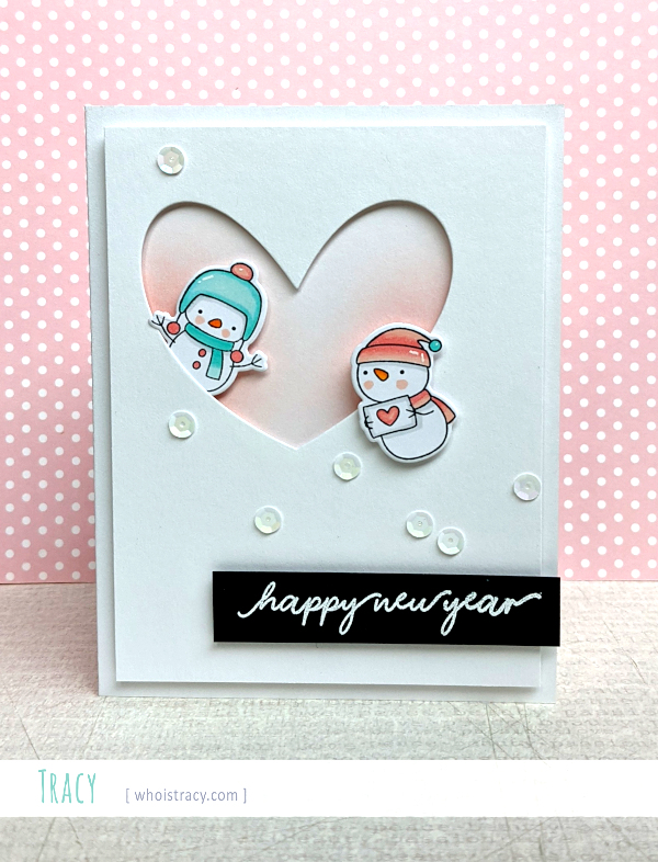 New Year Snowmen card by Tracy @whoistracy.com