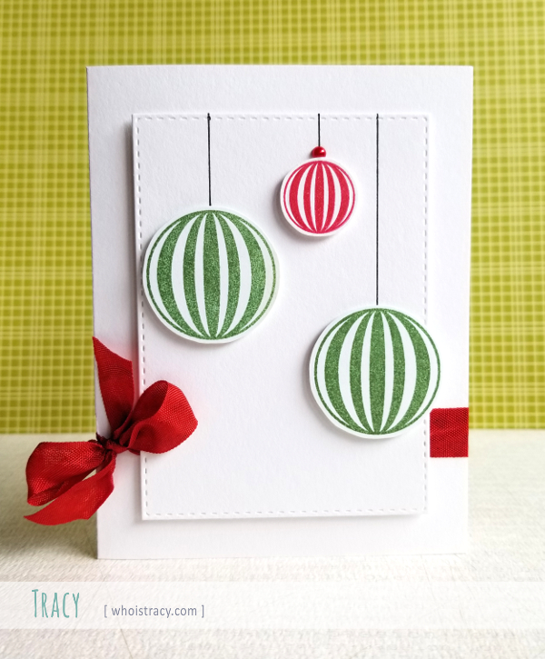 Ornament Trio holiday card by Tracy @whoistracy.com
