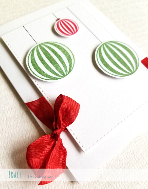 Ornament Trio holiday card close-up by Tracy @whoistracy.com